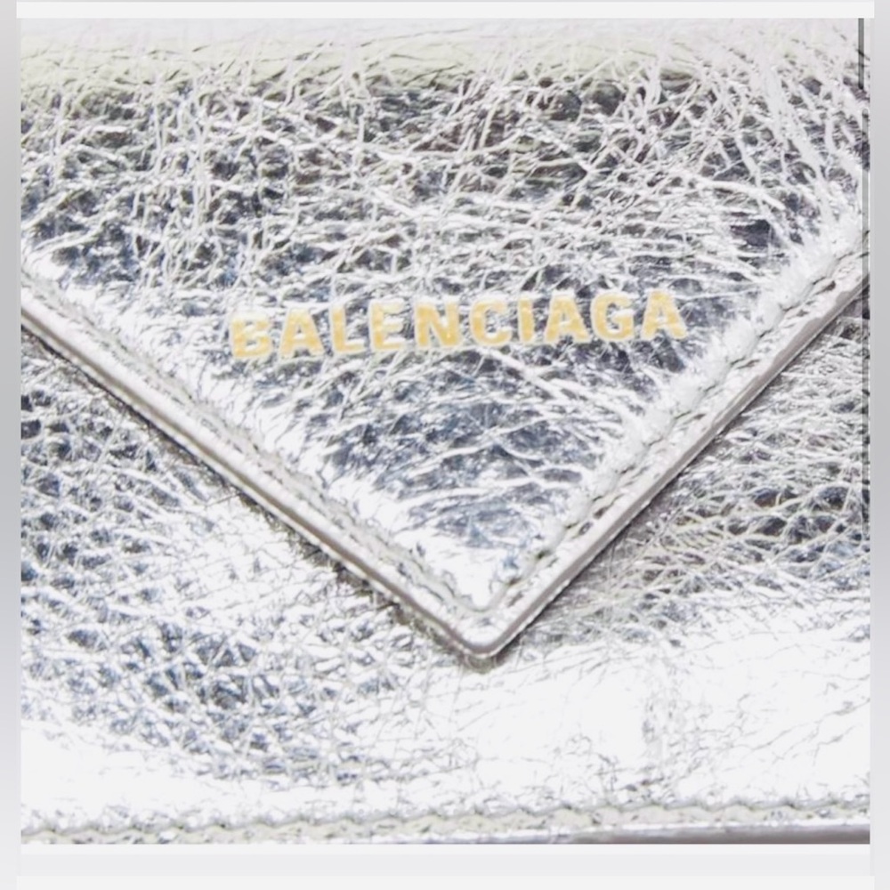 Balenciaga Silver Leather Mini Papier Wallet - Picture 3 of 11
